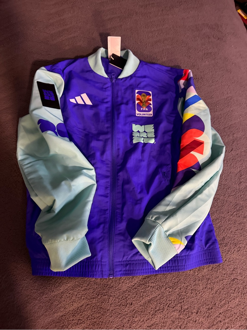 adidas Purple & Light Blue FIFA Volunteer Bomber Jacket